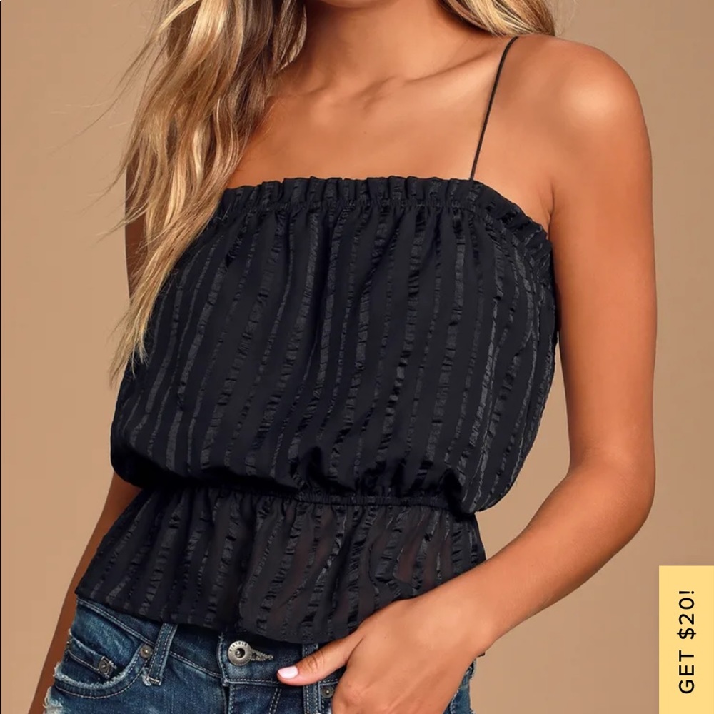 LULUS Hyde Black Striped Ruffled Crop Top